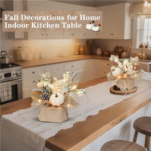 2 Pack 11 Inch Tabletop Maple Tree Fall Decorations for Home Lighted Fall Tree - Picture 4 of 7